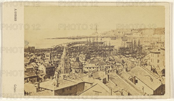 Gênes. Il Porto. General View. Genoa; Adolphe Godard, French, active Génes, France 1850s - 1860s, 1866 - 1867; Albumen silver