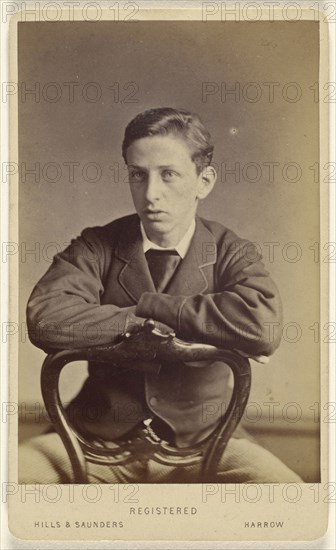 young man seated, with arms on chair back; Hills & Saunders, British, active about 1860 - 1920s, 1862 - 1865; Albumen silver