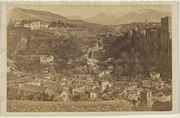 Panoramic view surrounding the Alhambra; 1867 - 1870; Albumen silver print