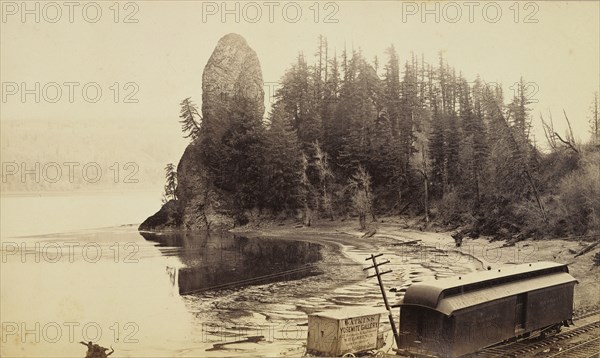 Rooster Rock, Columbia River; Carleton Watkins, American, 1829 - 1916, about 1883; Albumen silver print