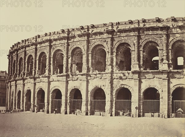 Nimes. Amphithéâtre; Édouard Baldus, French, born Germany, 1813 - 1889, France; about 1861; Albumen silver print