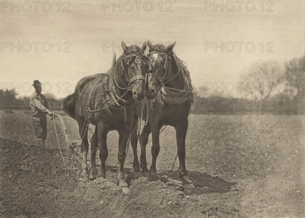 At Plough - The End of the Furrow; Peter Henry Emerson, British, born Cuba, 1856 - 1936, London, England; 1887; Photogravure
