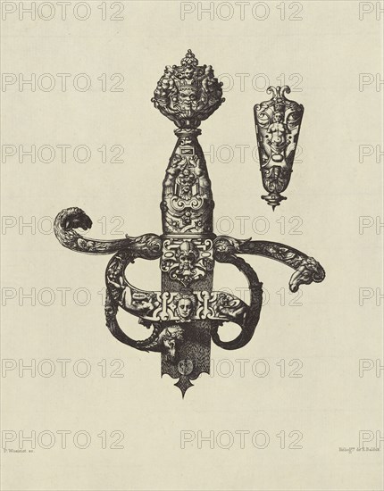 Design for a Sword Hilt by Pierre Woeiriot; Édouard Baldus, French, born Germany, 1813 - 1889, Paris, France; 1866