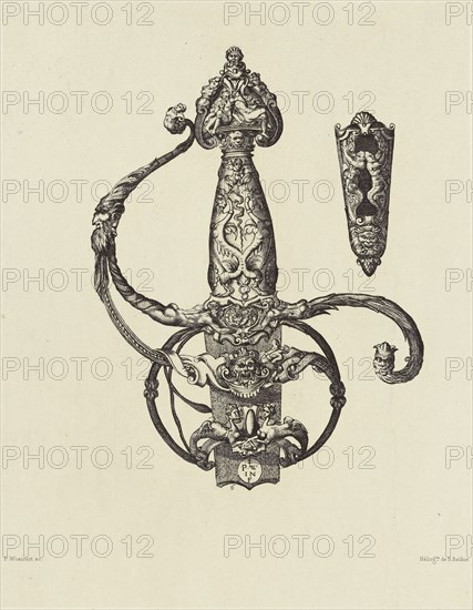 Design for a Sword Hilt by Pierre Woeiriot; Édouard Baldus, French, born Germany, 1813 - 1889, Paris, France; 1866