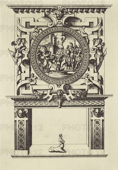 Design for a Fireplace; Édouard Baldus, French, born Germany, 1813 - 1889, Paris, France; 1866; Heliogravure; 27.7 x 19.2 cm