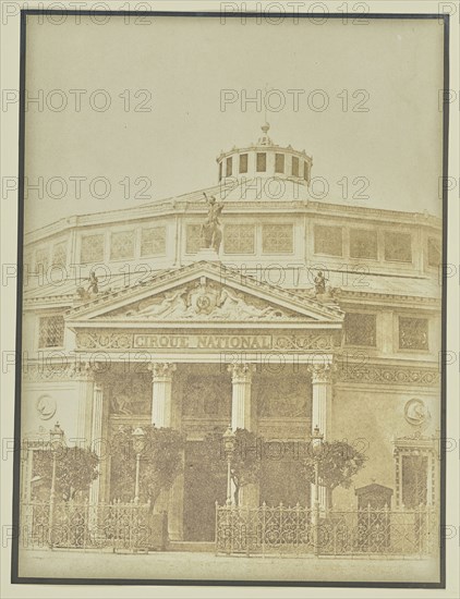 Façade of the Cirque National Building; Hippolyte Bayard, French, 1801 - 1887, Paris, France; about 1847; Salted paper print