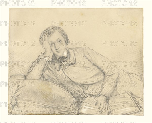 Portrait of Raymond de Magnoncourt; Théodore Chassériau, French, 1819 - 1856, 1851; Pencil heightened with white chalk