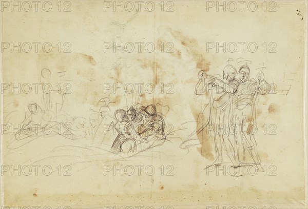 Iris Appearing to Turnus; Study of a Helmet, recto, Alternative design for the recto composition, verso, Pier Francesco Mola