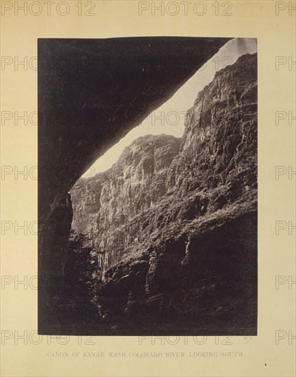 Cañon of Kanab Wash, Colorado River, Looking South; William H. Bell, American, 1830 - 1910, Utah, United States; 1873; Albumen