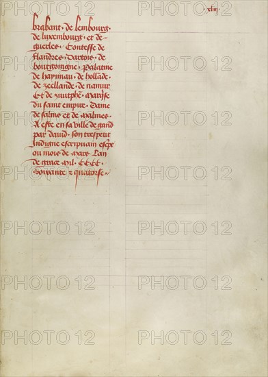 Text Page; Ghent, Belgium; 1475; Tempera colors, gold leaf, gold paint, and ink on parchment; Leaf: 36.3 x 26.2 cm