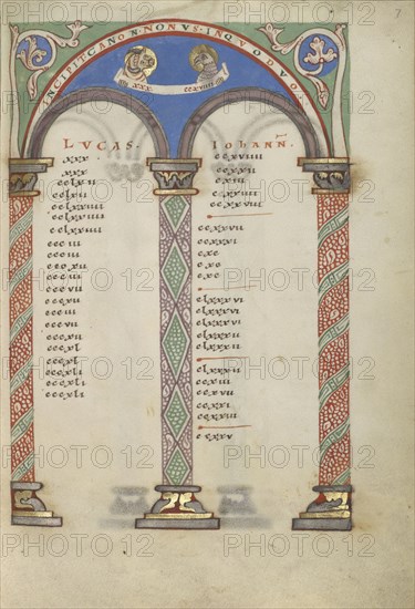 Canon Table Page; Helmarshausen, Germany; about 1120 - 1140; Tempera colors, gold, and silver on parchment; Leaf: 22.9 x 16.5 cm