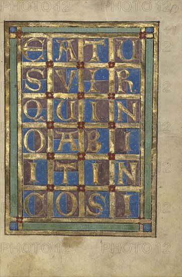 Decorated Incipit Page; Würzburg, Germany; about 1240 - 1250; Tempera colors, gold leaf, and silver leaf on parchment