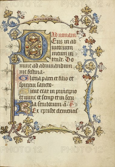 Decorated Initial D; Utrecht, probably, Netherlands; about 1405 - 1410; Tempera colors, gold leaf, and ink on parchment; Leaf