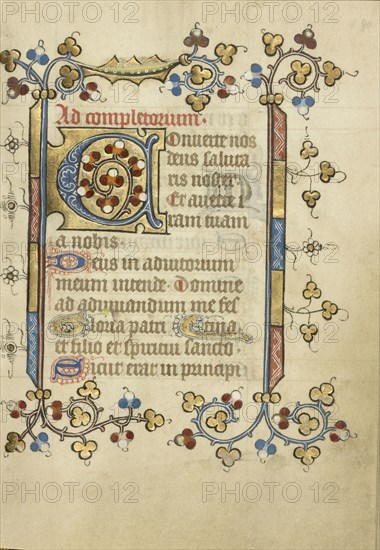 Decorated Initial C; Utrecht, probably, Netherlands; about 1405 - 1410; Tempera colors, gold leaf, and ink on parchment; Leaf