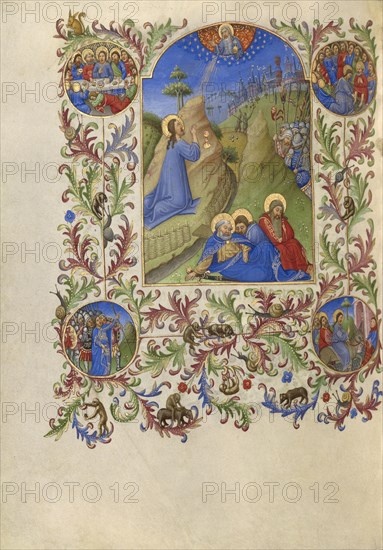 The Agony in the Garden; Spitz Master, French, active about 1415 - 1425, Paris, France; about 1420; Tempera colors, gold