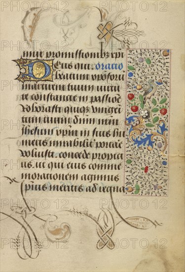 Decorated Text Page; Nicolas Spierinc, Flemish, active 1455 - 1499, Antwerp, illuminated, Belgium; 1469; Tempera colors, gold