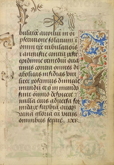 Decorated Text Page; Nicolas Spierinc, Flemish, active 1455 - 1499, Antwerp, illuminated, Belgium; 1469; Tempera colors, gold