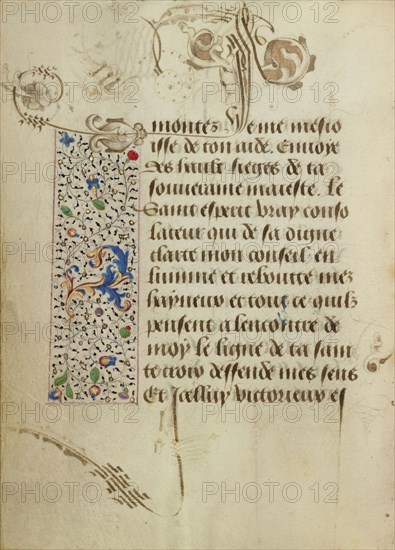 Decorated Text Page; Nicolas Spierinc, Flemish, active 1455 - 1499, Ghent, written, Belgium; 1469; Tempera colors, gold leaf