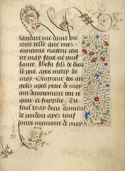 Decorated Text Page; Nicolas Spierinc, Flemish, active 1455 - 1499, Antwerp, illuminated, Belgium; 1469; Tempera colors, gold