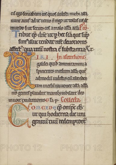 Decorated Initial V; Decorated Initial C; Steinfeld, Germany; about 1180; Tempera colors, gold, silver, and ink on parchment