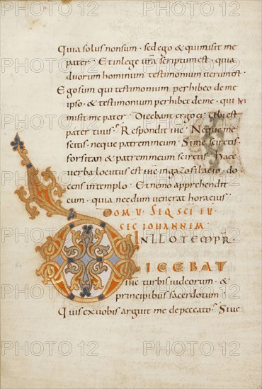 Decorated Initial D; or Reichenau, Germany; late 10th century; Tempera colors, gold paint, silver paint, and ink on parchment