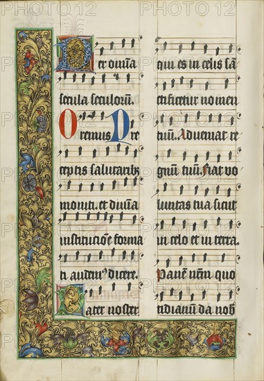 Decorated Text Page; Westphalia, Germany; about 1500 - 1505; Tempera colors, gold paint, and ink on parchment; Leaf: 38.7 x 27.9