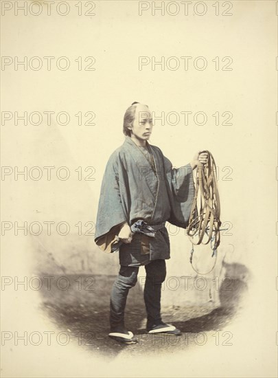 Bettoes, or Grooms; Felice Beato, 1832 - 1909, Japan; 1866 - 1867; Hand-colored Albumen silver print