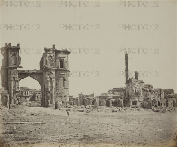 Clock Tower in Front of the Bailee Guard Gate; Felice Beato, 1832 - 1909, Henry Hering, 1814