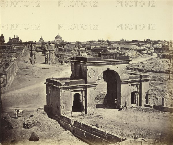 Bailee Guard Gate, Taken from the Inside, Showing the Clock Tower; Felice Beato, 1832 - 1909, Henry Hering