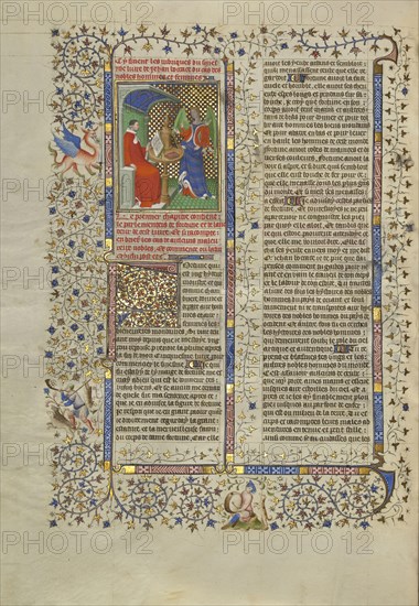 Boccaccio and Fortune; Paris, France, Europe; about 1413 - 1415; Tempera colors, gold leaf, gold paint, and ink on parchment