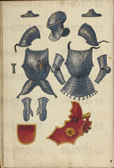 Tournament Armor; Augsburg, probably, Germany; about 1560 - 1570; Tempera colors and gold and silver paint on paper bound