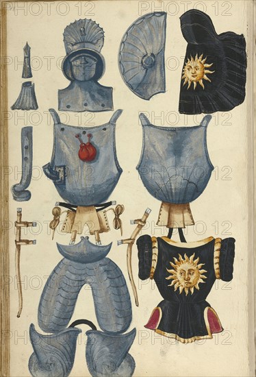 Tournament Armor; Augsburg, probably, Germany; about 1560 - 1570; Tempera colors and gold and silver paint on paper bound