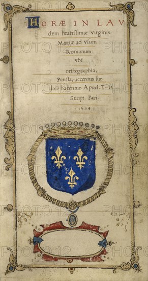 Frontispiece; T.D; Paris, France; 1544; Tempera colors and gold paint on uterine parchment; Leaf: 14.3 x 8.1 cm