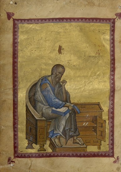 Saint John; Constantinople, Turkey; late 13th century; Tempera colors, gold leaf, gold ink, and ink on parchment; Leaf: 21 x 14.