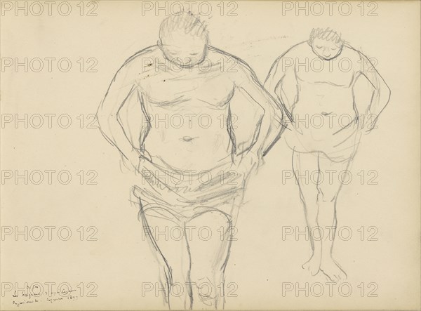 Copies of Cézanne's Bathers; Edgar Degas, French, 1834 - 1917, about 1877; Graphite