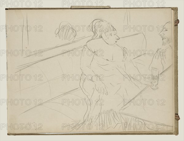 Brothel Scene; Edgar Degas, French, 1834 - 1917, about 1877; Graphite