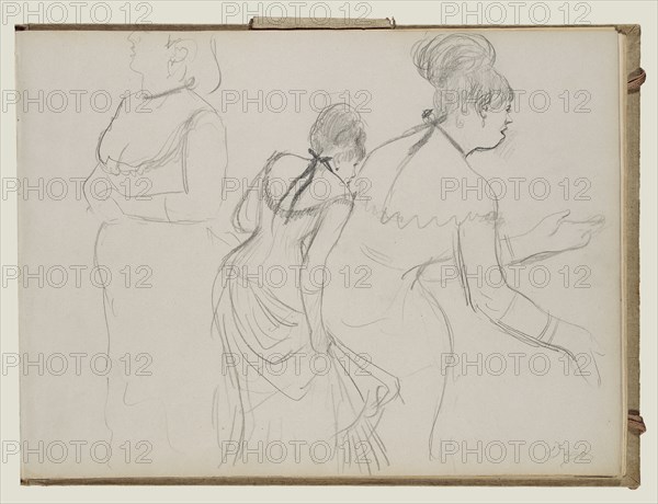 Sketches of a Café Singer; Edgar Degas, French, 1834 - 1917, about 1877; Graphite