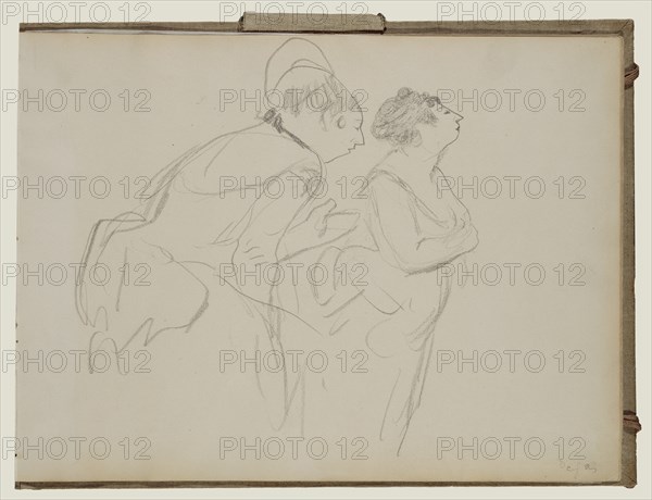 Sketches of Café Singers; Edgar Degas, French, 1834 - 1917, 1877; Graphite; 26 x 34.9 cm, 10 1,4 x 13 3,4 in