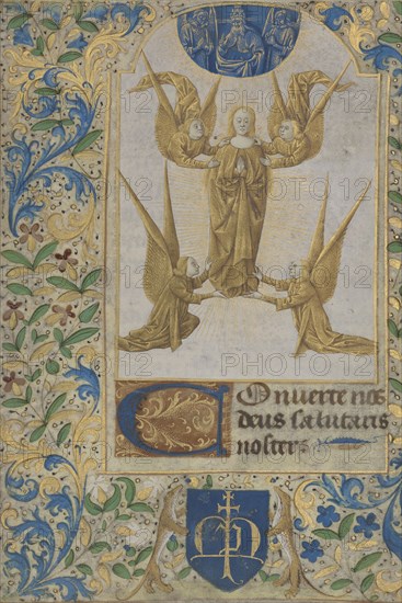 The Assumption of the Virgin; Master of Morgan 366, French, active 1470s, Tours, France; early 1470s; Tempera colors, gold