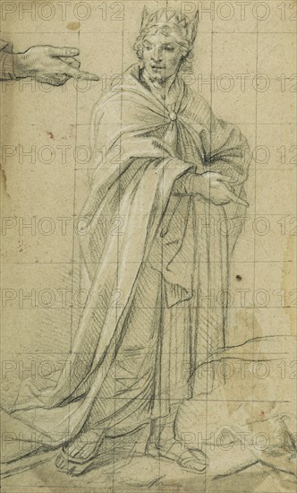 Midas, King of Phrygia; Nicolas Mignard, Mignard d'Avignon, French, 1606 - 1668, about 1655; Black chalk with traces of white