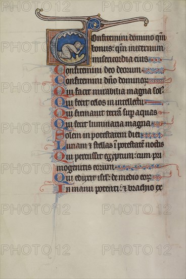 Initial C: A Man Praying; Bute Master, Franco-Flemish, active about 1260 - 1290, Paris, written, France; illumination