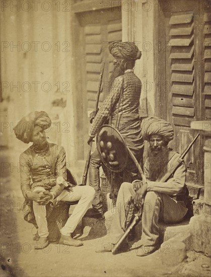 Men of the Fifteenth Punjab Infantry; Felice Beato, 1832 - 1909, India; about 1858; Salted paper print