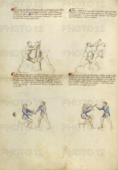 Combat with Rondel and Dagger; Fiore Furlan dei Liberi da Premariacco, Italian, about 1340,1350 - before 1450, Venice, Italy