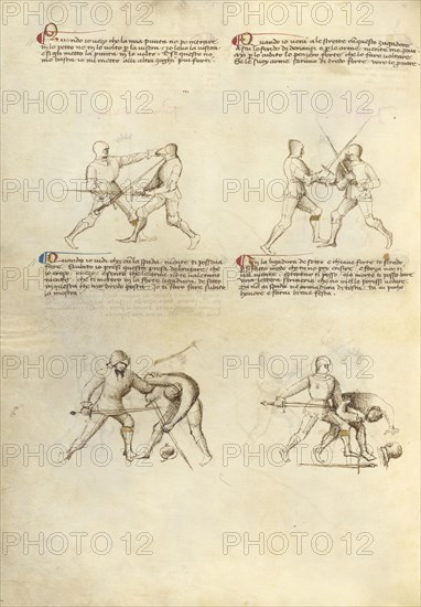 Combat with Sword; Fiore Furlan dei Liberi da Premariacco, Italian, about 1340,1350 - before 1450, Venice, Italy; about 1410