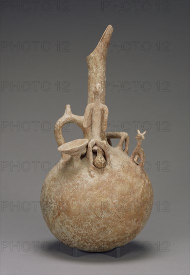 Jug with a Man and Deer; Cyprus; 2300 - 1650 B.C; Terracotta; 44.2 × 21.9 cm, 17 3,8 × 8 5,8 in
