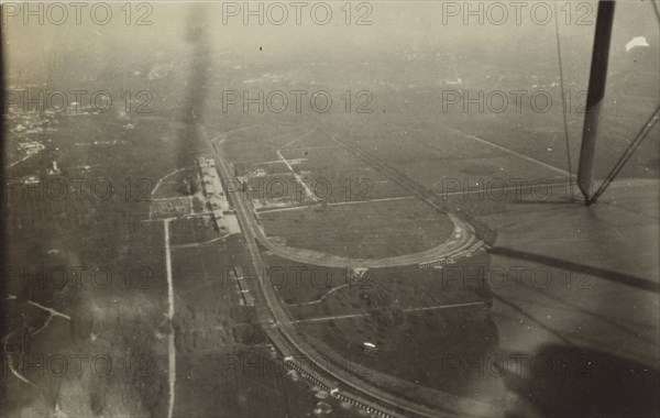 Aerial shot of airfield; Fédèle Azari, Italian, 1895 - 1930, Italy; 1914 - 1929; Gelatin silver print; 8.3 x 9 cm