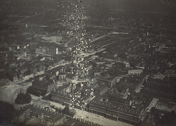 Propaganda Drop; Fédèle Azari, Italian, 1895 - 1930, Milan, Italy; 1914 - 1919; Gelatin silver print; 11.5 x 12 cm