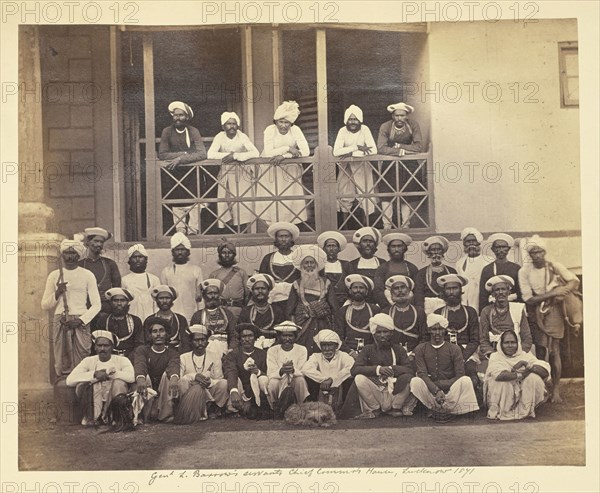 Gen. L. Barrow's Servants, Chief Commissioner's House, Lucknow; Lucknow, India; 1871; Albumen silver print