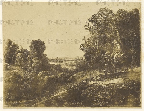 Fuite en Égypte, dans le Gout d'Elzheimer; Bisson Frères, French, active 1840 - 1864, Paris, France; 1858; Salted paper print