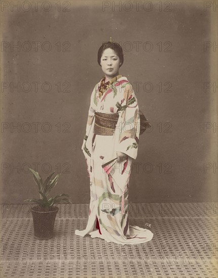 Woman with Potted Plant; Kusakabe Kimbei, Japanese, 1841 - 1934, active 1880s - about 1912, Japan; 1870s - 1890s; Hand-colored